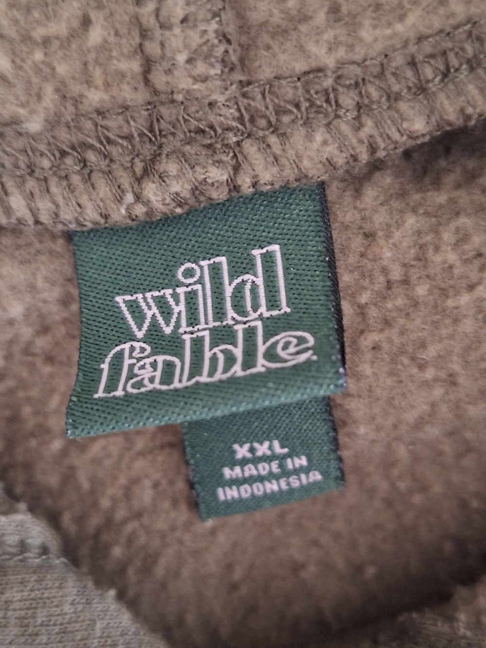 Oversized Cropped Hoodie - Olive Green - Picture 2 of 9